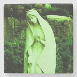 Dessous-de-verre En Pierre Statue de la Vierge Marie Rose