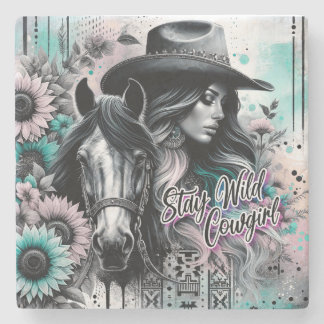 Dessous-de-verre En Pierre Stay wild cowgirl western 