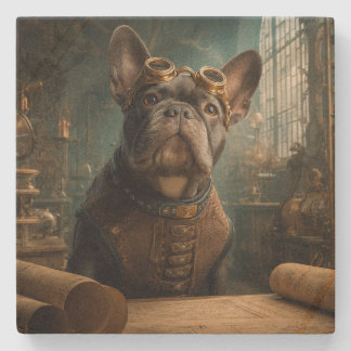 Dessous-de-verre En Pierre Steampunk Frenchie (Edition 2) - SandStone Coaster