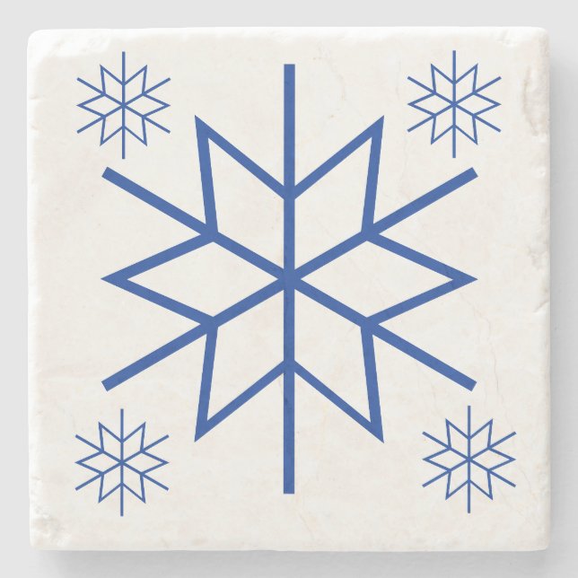 Dessous-de-verre En Pierre Stone Coaster - Flocons de neige bleus (Devant)