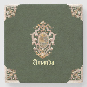 Dessous-de-verre En Pierre Style Antique Renaissance (Vert)