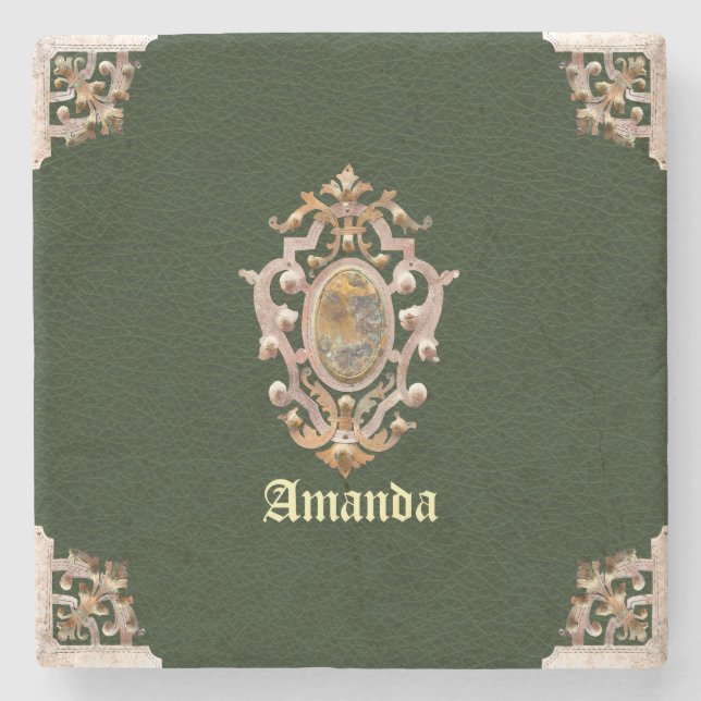 Dessous-de-verre En Pierre Style Antique Renaissance (Vert) (Devant)
