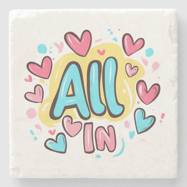 Dessous-de-verre En Pierre Style Graffiti "All In" (Devant)
