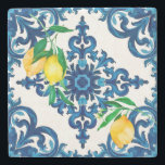 Dessous-de-verre En Pierre style italien, mosaïque, bleu, citron,<br><div class="desc">Été,  dynamique,  Carreaux méditerranéens</div>