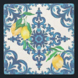 Dessous-de-verre En Pierre style italien, mosaïque, bleu, citron,<br><div class="desc">Été,  dynamique,  Carreaux méditerranéens</div>