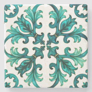 Dessous-de-verre En Pierre Style italien, mosaïque, vert
