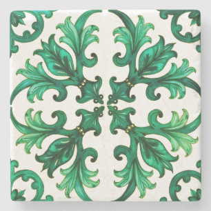 Dessous-de-verre En Pierre Style italien, mosaïque, vert