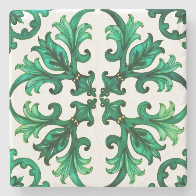 Dessous-de-verre En Pierre Style italien, mosaïque, vert (Devant)