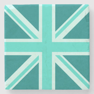 Dessous-de-verre En Pierre Style Union Jack turquoise et Turquoise