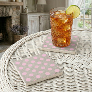 Dessous-de-verre En Pierre Style Vintage Rose Points sur Burlap