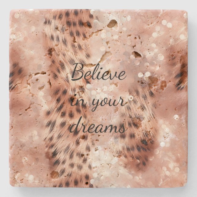 Dessous-de-verre En Pierre Stylish Rose rose rose or Leopard Glitz (Devant)