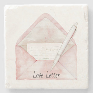 Dessous-de-verre En Pierre Stylo lettre d'amour enveloppe rose