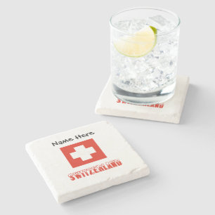 Dessous-de-verre En Pierre Suisse et drapeau suisse personnalisés