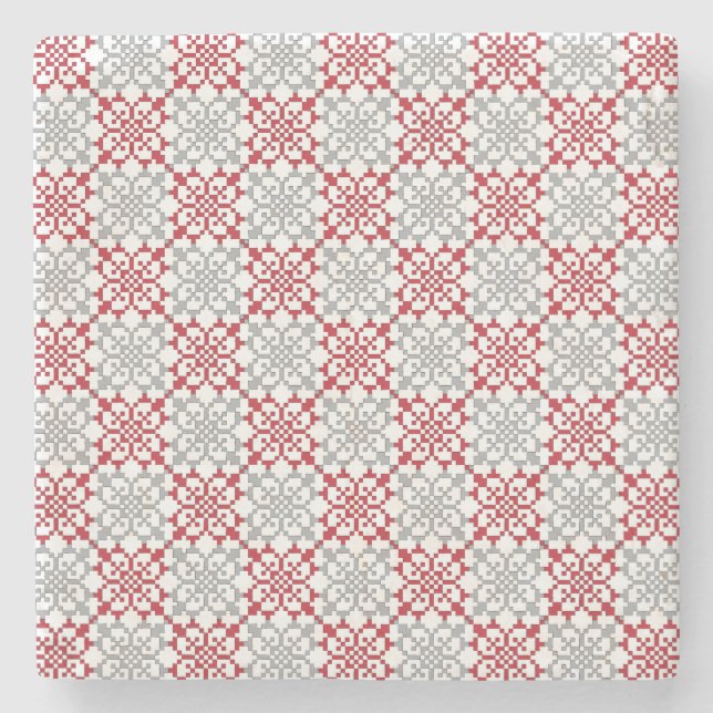 Dessous-de-verre En Pierre SUN traditionnel letton motif géométrique III (Devant)