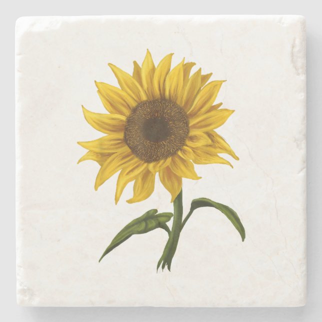 Dessous-de-verre En Pierre Sunflower Sunshine Floral Aquarelle Fleur (Devant)