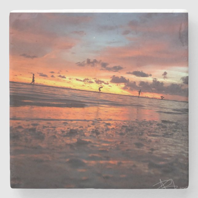 Dessous-de-verre En Pierre Sunset at the Beach (Devant)