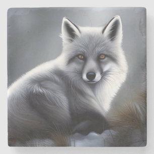 Dessous-de-verre En Pierre Superbe Renard Artique