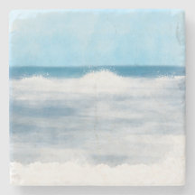 Surf de plage Marine Blue and White Watercolor