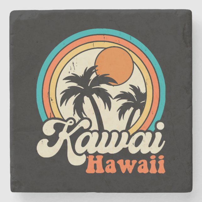 Dessous-de-verre En Pierre Surf Kawaii Hawaï (Devant)