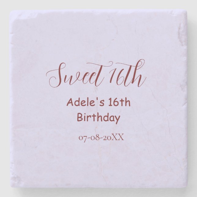 Dessous-de-verre En Pierre Sweet 16th birthday purple pastel mauve retro name (Devant)