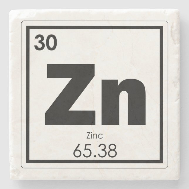 Dessous-de-verre En Pierre Symbole chimique de l'élément de zinc chimie formu (Devant)