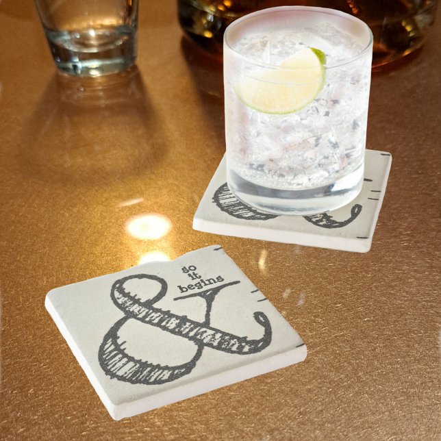 Dessous-de-verre En Pierre Symbole de l'esperluette et ainsi il commence natu (Créateur téléchargé)