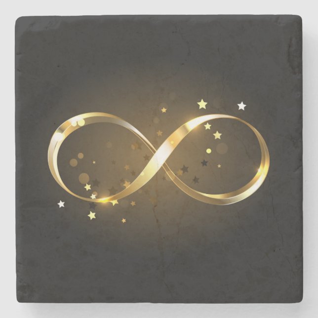 Dessous-de-verre En Pierre Symbole d'infini doré (Devant)