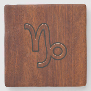 Dessous-de-verre En Pierre Symbole du Zodiac Capricorn en Mahogany Style prin