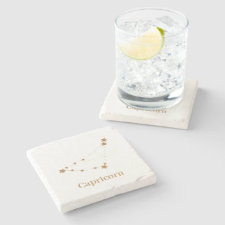 Dessous-de-verre En Pierre Symbole moderne Zodiac Capricorne d'or | Élément T