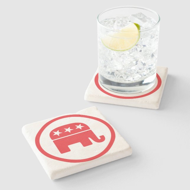 Dessous-de-verre En Pierre Symbole politique du parti républicain (éléphant) (Côté)