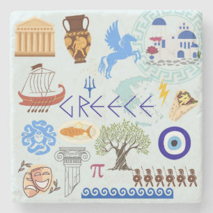 Dessous-de-verre En Pierre Symboles de Grèce pour les amoureux du voyage