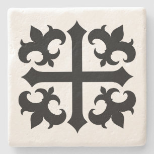 Dessous-de-verre En Pierre Symboles de la croix médiévale et de la fleur de l