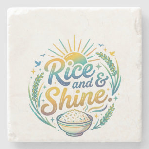 Dessous-de-verre En Pierre T-shirt de petit-déjeuner drôle Rice and Shine