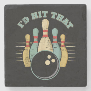 Dessous-de-verre En Pierre T-Shirt Vintage de bowling amusant Je frappais ce