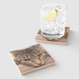 Dessous-de-verre En Pierre Tabby Cat-Instagram par Shirley Taylor