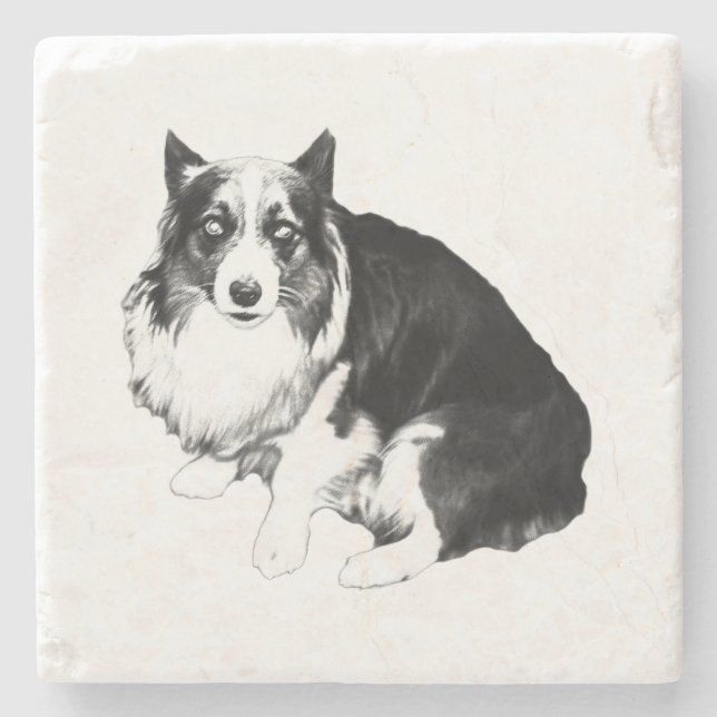 Dessous-de-verre En Pierre Table Calme, Corgi Calme (Devant)