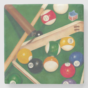 Dessous-de-verre En Pierre Tableau de billards réaliste avec les boules et l