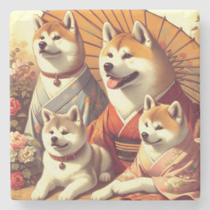 Dessous-de-verre En Pierre Tableau vintage Akita Chien