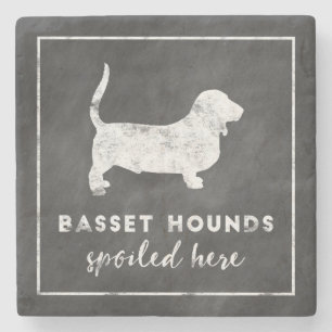 Dessous-de-verre En Pierre Tableau vintage de chiens de basset ici corrompu