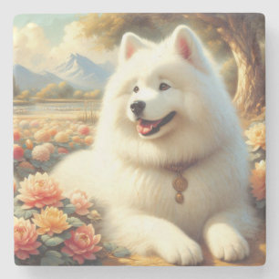 Dessous-de-verre En Pierre Tableau vintage Samoyed Dog