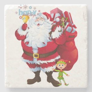 Dessous-de-verre En Pierre Tapis de verre en marbre de Noël, Père Noël