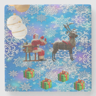 Dessous-de-verre En Pierre Tapis de verre en marbre de Noël, Père Noël