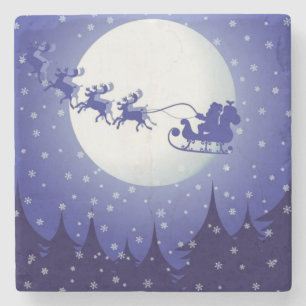 Dessous-de-verre En Pierre Tapis de verre en marbre de Noël, Père Noël