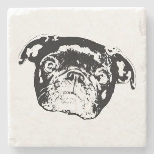 Dessous-de-verre En Pierre Tapis de verre Rassemblement Pug Lumineux