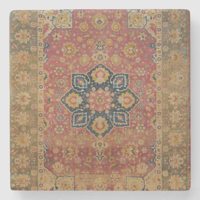 Dessous-de-verre En Pierre Tapis rouge or Kashan tapis Perse Asiatique (Devant)