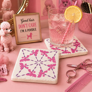 Dessous-de-verre En Pierre Tapisserie de dessous de verre Pink Poodle Drôle C