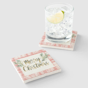 Dessous-de-verre En Pierre Tapisserie de Noël en carreaux dorés