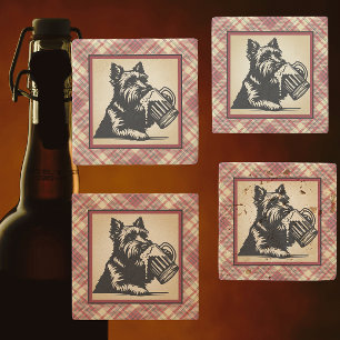 Dessous-de-verre En Pierre Tartan à carreaux de terrier écossais Tons de terr