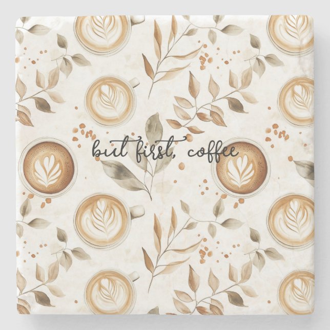 Dessous-de-verre En Pierre Tasses de café Feuilles (Devant)