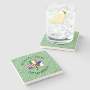 Dessous-de-verre En Pierre Tchèque Irlande États-Unis Trèfle Drapeau Personna